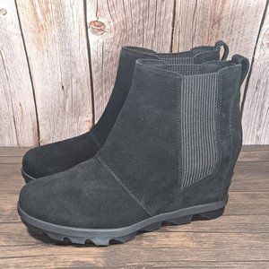 Sorel Evie II Chelsea Hidden Wedge Bootie Women's Size 8.5 Black (MSRP $140)